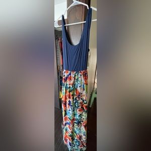 Stitch Fix Le Lis Juri 2fer Maxi Dress Size XL Navy Blue Sleeveless Floral